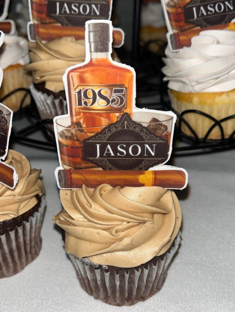 Personalized Whiskey Cake Toppers 2.5” | Aged to Perfection Birthday Decor/24PCS